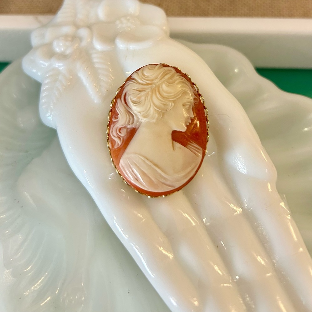 Lovely Vintage Right-Facing Cameo Brooch Pin